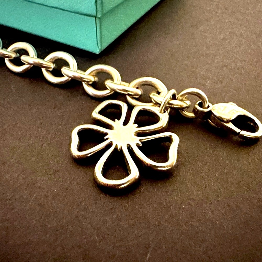 Tiffany & Co. Sterling Silver Flower Charm Bracelet and Original Box